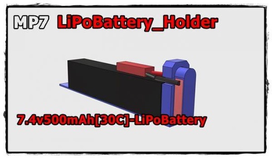 mp7 lipobattery titolare supporto rossa 3d print model - Mito3D
