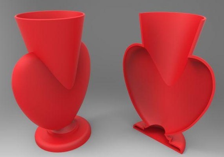 heart vase redpah 3d print model - Mito3D