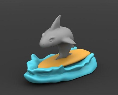 surfing shark redpah 3d print model - Mito3D