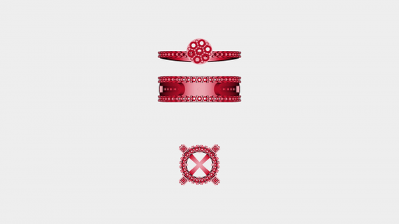 gioielleria 3d cad modello nozze nuziale squillare impostato rossa 3d print model - Mito3D