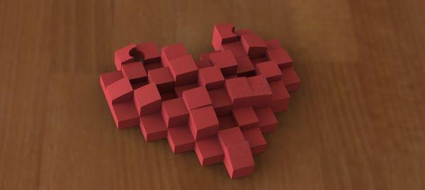 pixel corazón colgante pendiente redpah 3d print model - Mito3D