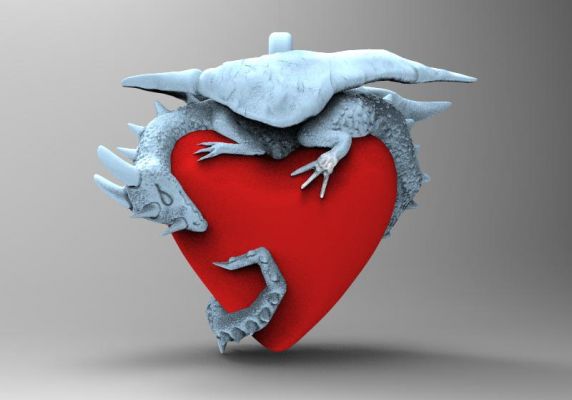 Drago cuore rossa 3D print model - Mito3D