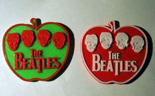 Beatles Apfel zweifarbig Magnet redpah 3d print model - Mito3D