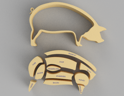 pork puzzle redpah 3D print model - Mito3D