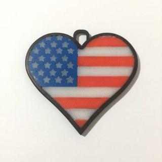 cuore America pendente rossa 3d print model - Mito3D