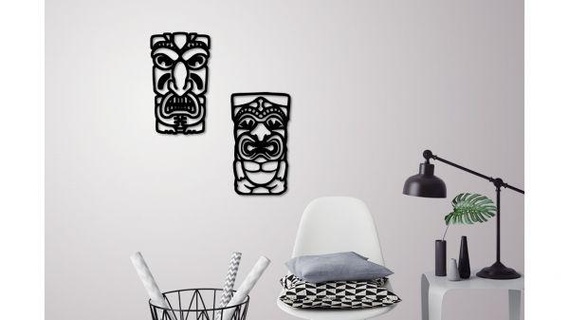 africano maschera parete decorazione 2 maschere rossa 3d print model - Mito3D