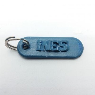 ines personalized keychain embossed letters redpah 3d print model - Mito3D