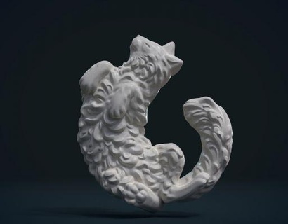 gatto bas relief rossa 3d print model - Mito3D