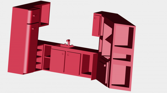 diorami elementi cucina mobili rossa 3d print model - Mito3D