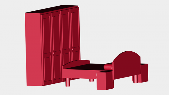 diorami elementi camere letto mobili rossa 3d print model - Mito3D