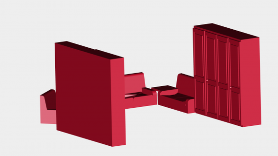 diorami elementi vita camera mobili rossa 3d print model - Mito3D