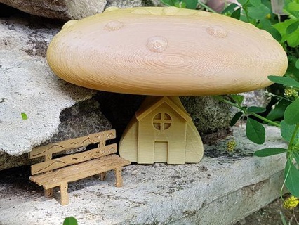 mushroom house miniature green book redpah 3d print model - Mito3D