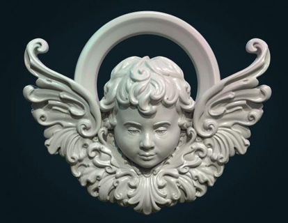 ángel querubín bas relief redpah 3d print model - Mito3D