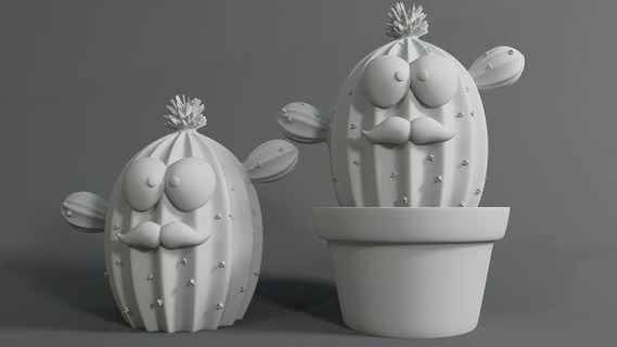 cactus plante vivant pot redpah 3d print model - Mito3D