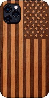 iphone 12 max pro flag engraved wood case redpah 3d print model - Mito3D