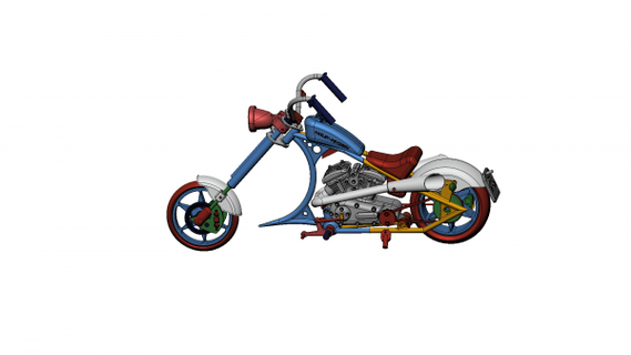 moto chopper rossa 3d print model - Mito3D