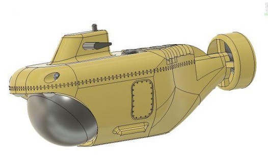 ricerca sottomarino scala modello 3d rossa 3d print model - Mito3D