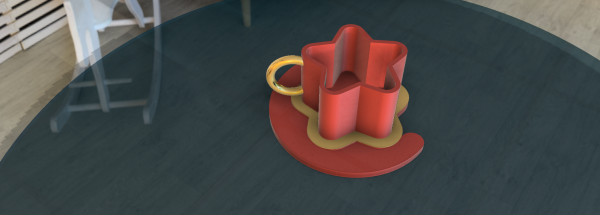 celeste armonia 3d stella tazza piatto impostato rossa 3d print model - Mito3D
