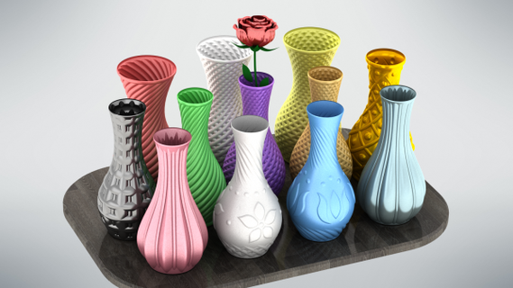 12x Vase Spiral Super Sammlung Vasemode redpah 3d print model - Mito3D