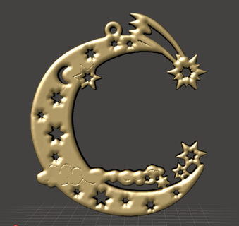 christmas tree hanger - moon stars redpah 3d print model - Mito3D