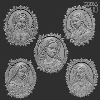 05 virgin mary pendants - 230826 3d print model mega3d 3d print model - Mito3D
