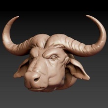 african buffalo head - print ready 3d model alexkovalev 3d print model - Mito3D