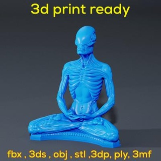 alieno meditazione statua nivinpoly420 3d print model - Mito3D