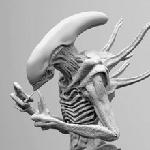 alien xenomorph smoking - print ready 3d model seanguerrez 3d print model - Mito3D
