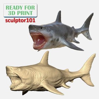 uralt Ozean Kreatur Megalodon 3d Bildhauerei sculptor101 3d print model - Mito3D