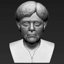 angela merkel bust print ready 3d model here printing current size 5 cm height but you free scale it zip file contains obj stl created zbrush 3d print model - Mito3D