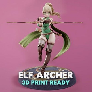 anime elf archer - 3d print ready kaladrash 3d print model - Mito3D