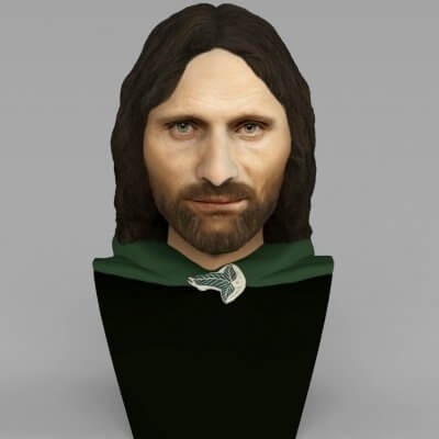 aragorn lord of rings bust color - 3d print model by printedreality 3d print model - Mito3D