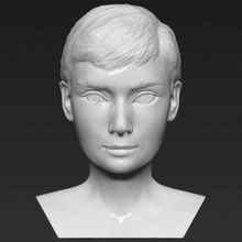 audrey hepburn bust print ready 3d model here printing current size 5 cm height but you free scale it zip file contains obj stl created zbrushif have any questions please don't hesitate contact me respond asap encourage check my other celebrity models 3d print model - Mito3D