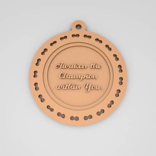 awaken champion within quote round keychain - 3d print model pk3dstore 3d print model - Mito3D