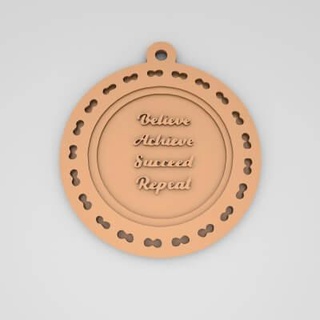 believe achieve succeed repeat quote round keychain - 3d print model pk3dstore 3d print model - Mito3D