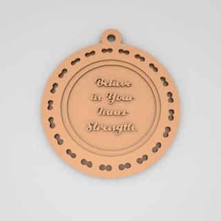 believe inner strength quote round keychain - 3d print model pk3dstore 3d print model - Mito3D