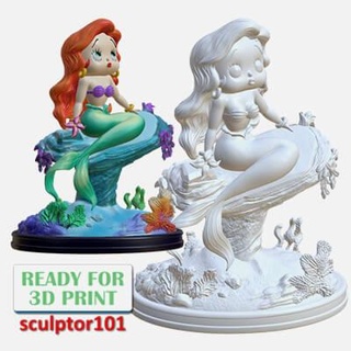 betty boop little mermaid fanart 3d sculpting sculptor101 3d print model - Mito3D