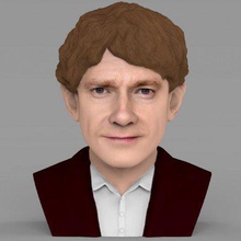 bilbo baggins hobbit bust full color print ready 3d model here martin freeman printing current size 5 cm height but you free scale it zip file contains obj wrl texture png created zbrush mudbox photoshop 3d print model - Mito3D