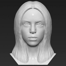 billie eilish bust print ready 3d model here printing current size 5 cm height but you free scale it zip file contains obj stl created zbrushif have any questions please don't hesitate contact me respond asap encourage check my other characters models 3d print model - Mito3D