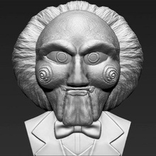 billy puppet saw bust print ready 3d model here movie printing current size 5 cm height but you free scale it zip file contains obj stl created zbrushif have any questions please don't hesitate contact me respond asap encourage check my other celebrity models 3d print model - Mito3D