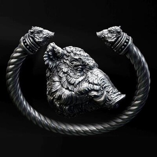 bracelet wild boar head pendant - vikings 3d print model artgelo 3d print model - Mito3D
