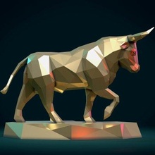 taureau sculpture poly impression prêt 3d modèle 3d print model - Mito3D