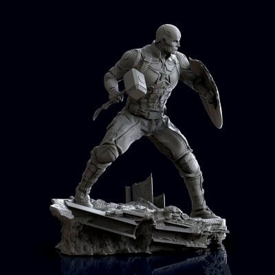capitaine Amérique statue 3d impression modèle chériloyet 3D print model - Mito3D