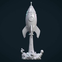 cartoon rocket print ready 3d model rocketmeasure units millimeters itself 5 cm height without smoke mesh manifold no holes inverted faces bad contiguous edgesthree versions available 1 p solid blend stl obj fbx 378400 triangular files contains two objects part here one separate file each part2 hollow 428796 three parts top main wall thickness mm part3 onepiece 371462 object 3d print model - Mito3D