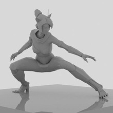 cat woman crouch figure print ready 3d model 3d print model - Mito3D