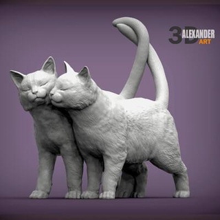 cats love 3d print model alexander3dart  3d print model - Mito3D