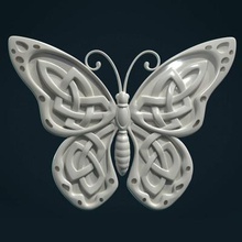 celtic butterfly print ready 3d model wit knotsmeasure units millimeters 2 cm heightthicknes 13 mmmesh manifold no holes inverted faces bad contiguous edgesthe consists 129280 triangular available formats blend stl obj fbx 3d print model - Mito3D