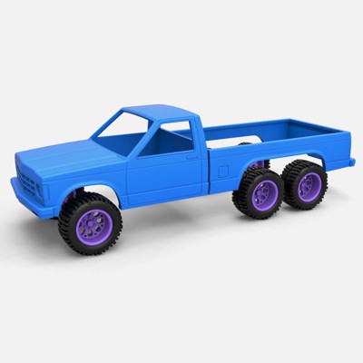 chevrolet s10 1990 six wheeled concepto cáscara ruedas impresión Listo 3d modelo 3D print model - Mito3D