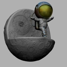 chibi astronauta borde Luna impresión Listo 3d modelo 3d print model - Mito3D