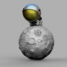 chibi spaceman lying moon print ready 3d model 3d print model - Mito3D